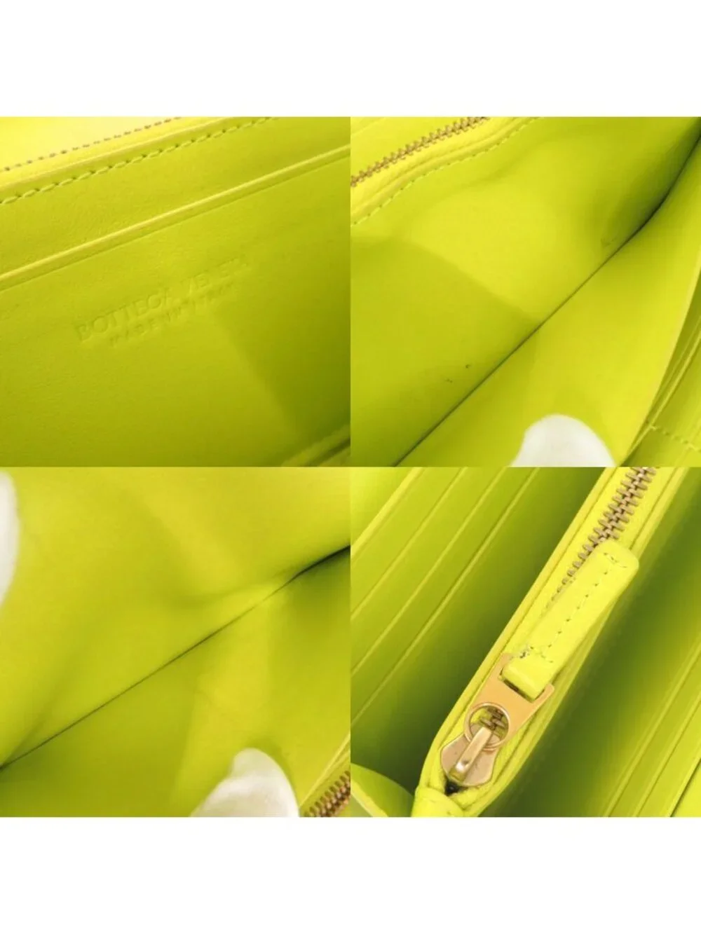 Bottega Veneta Intrecciato Leather Yellow Green Wallet